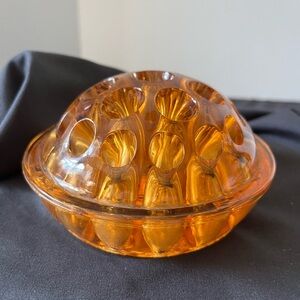 Vintage Amber Glass Flower Frog